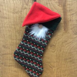 Gnome Stocking Christmas Red Green Gift Classic Traditional Stripes